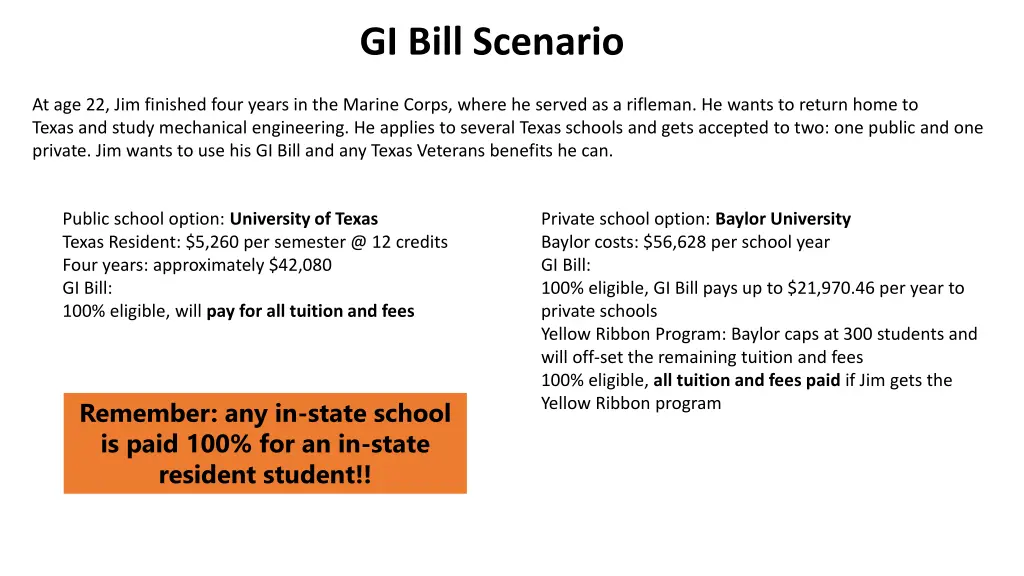 gi bill scenario