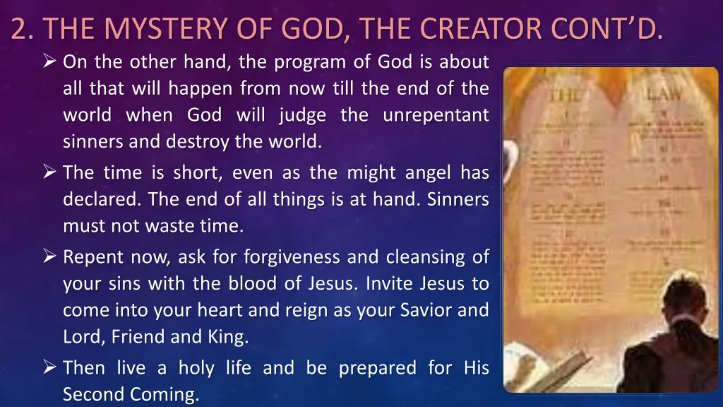 2 the mystery of god the creator cont d