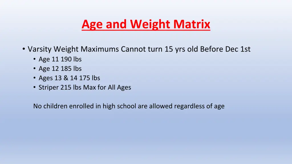 age and weight matrix 3