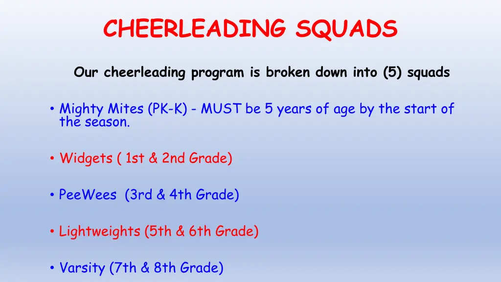 cheerleading squads