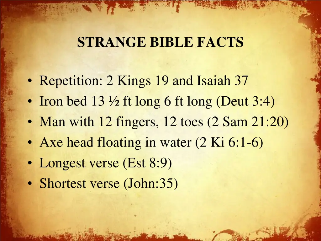 strange bible facts