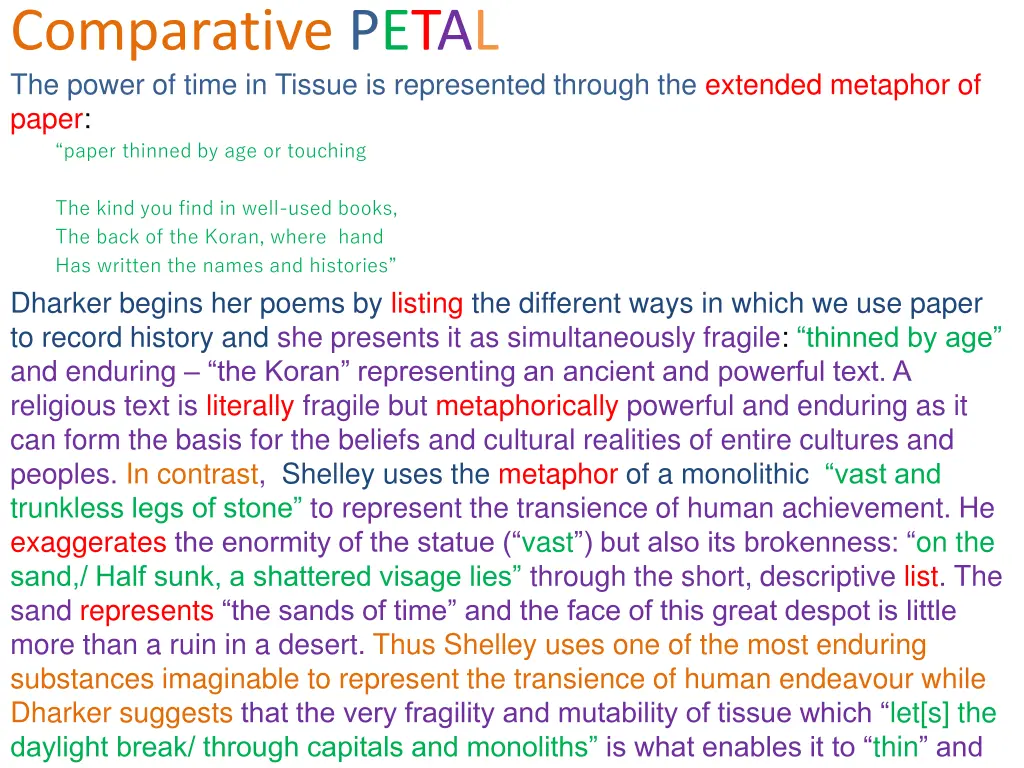 comparative petal the power of time in tissue