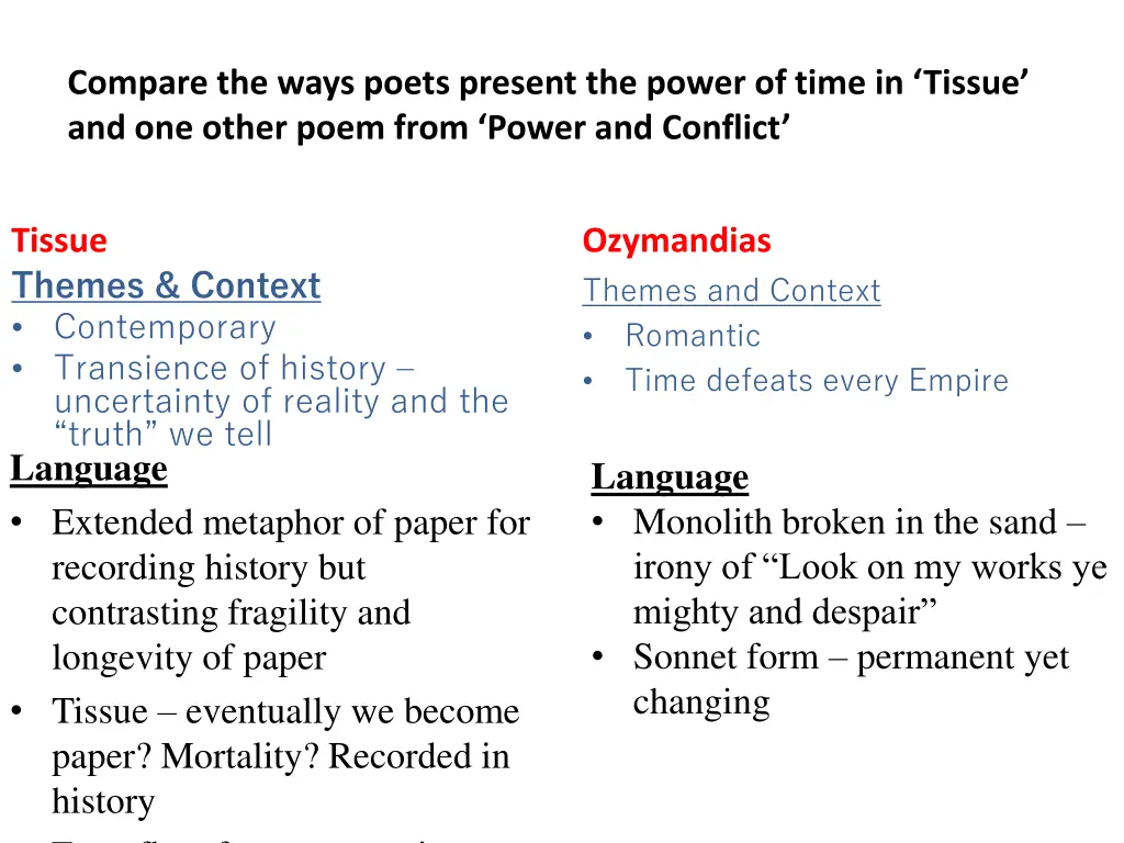 compare the ways poets present the power of time