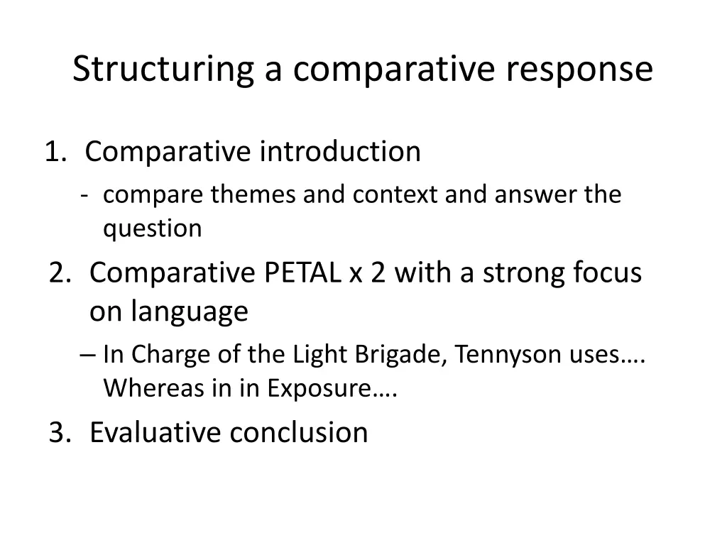 structuring a comparative response