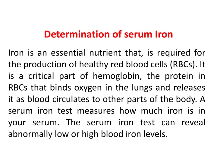 determination of serum iron