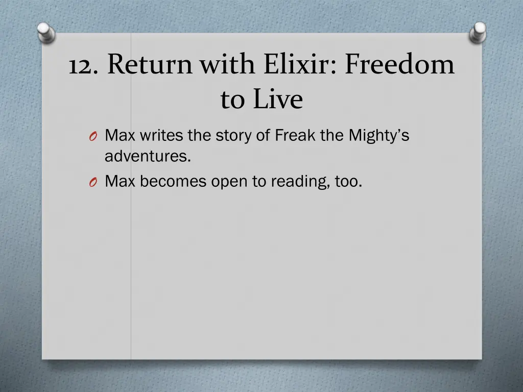 12 return with elixir freedom to live