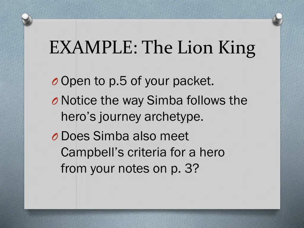 example the lion king