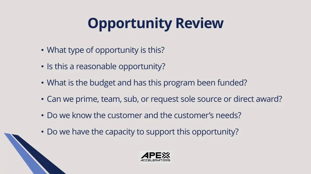 opportunity review