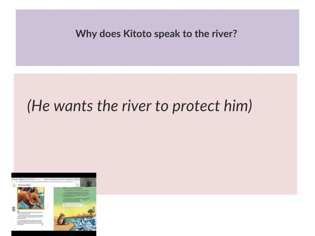 why does kitoto speak to the river