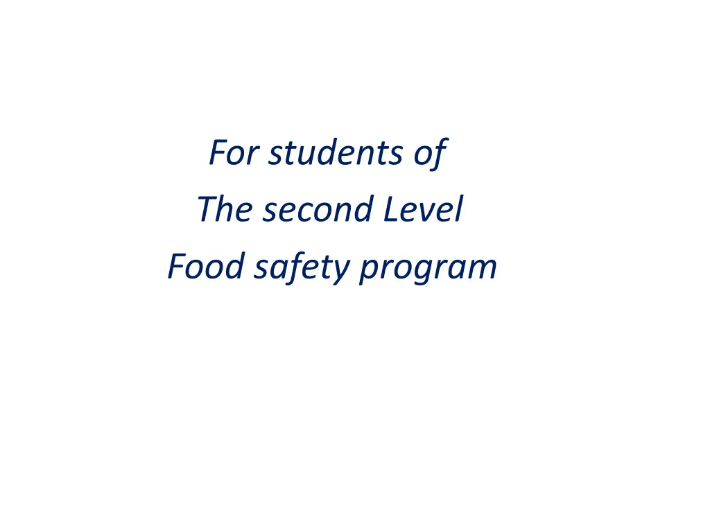 for students of the second level food safety