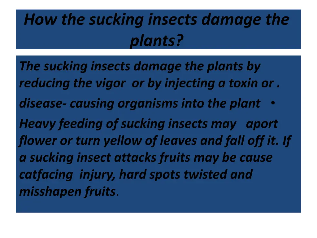 how the sucking insects damage the plants