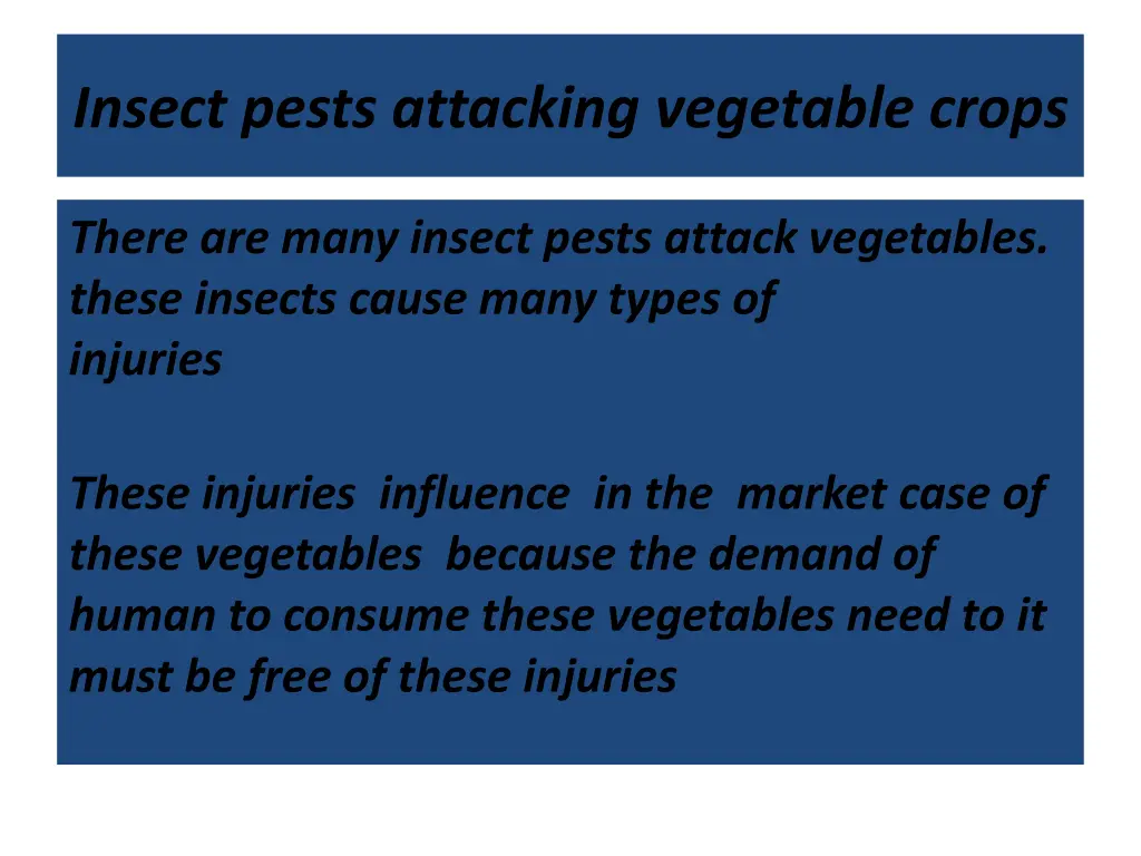 insect pests attacking vegetable crops