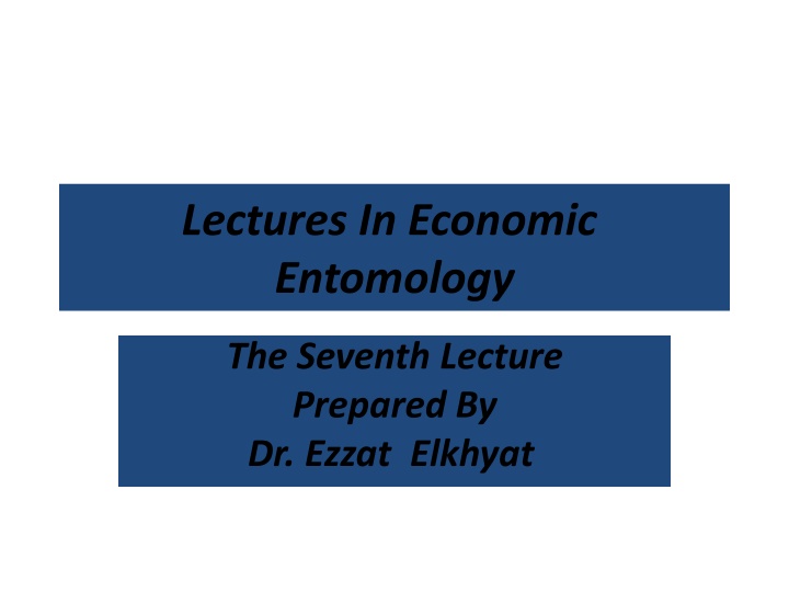 lectures in economic entomology