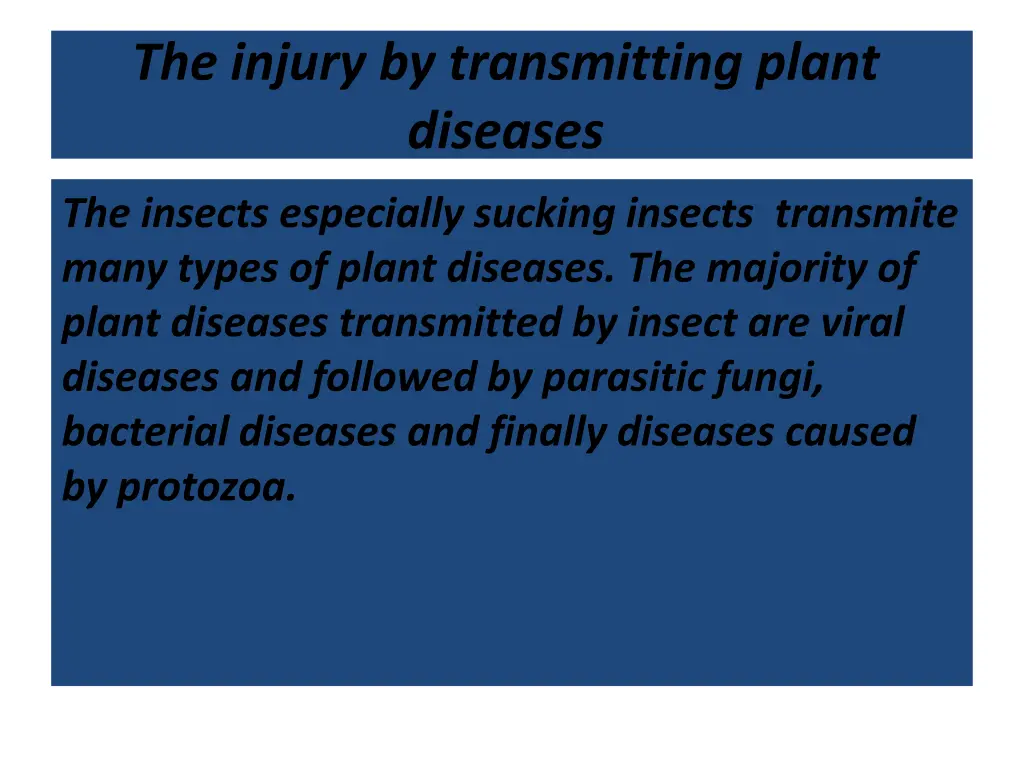 the injury by transmitting plant diseases