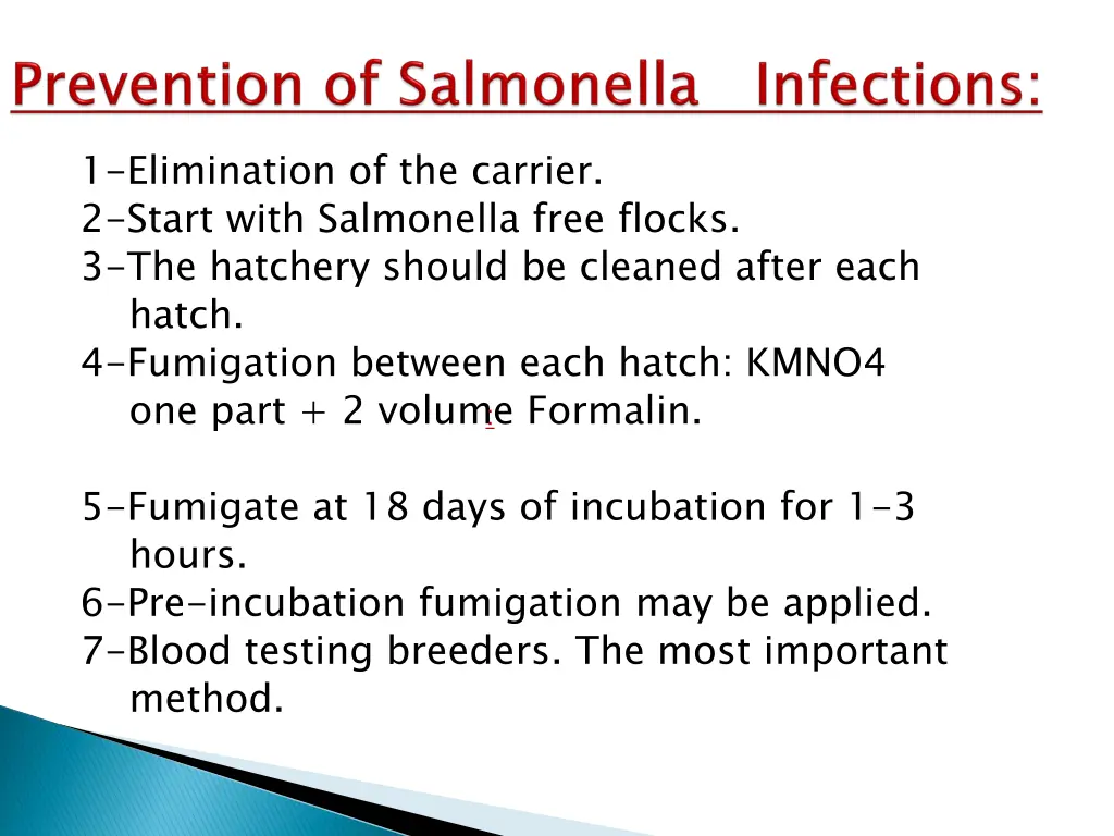 1 elimination of the carrier 2 start with