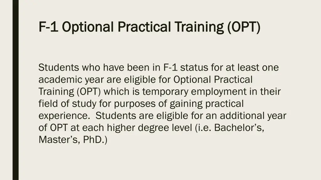 f f 1 optional practical training opt 1 optional