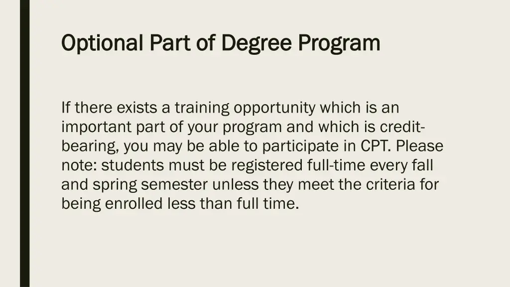 optional part of degree program optional part