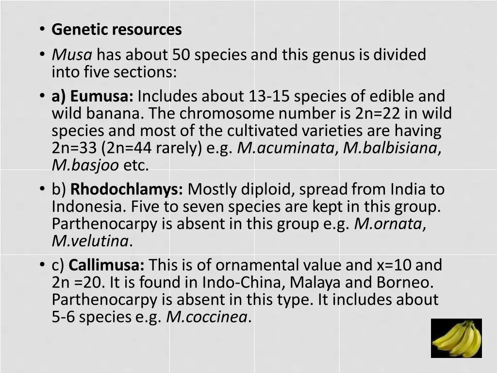 genetic resources musa has about 50 speciesand