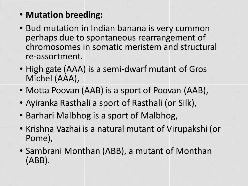 mutationbreeding bud mutation in indian banana