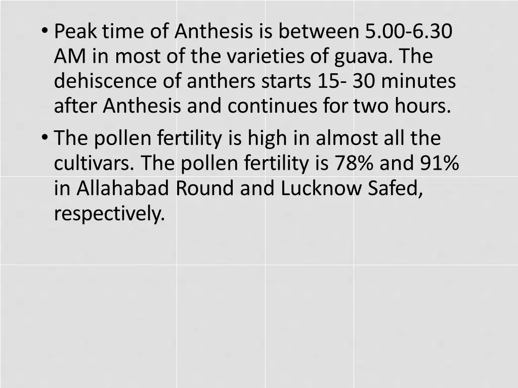 peak time of anthesis is between