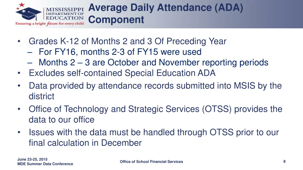 average daily attendance ada component