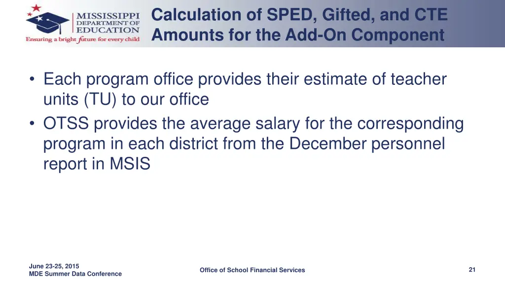 calculation of sped gifted and cte amounts