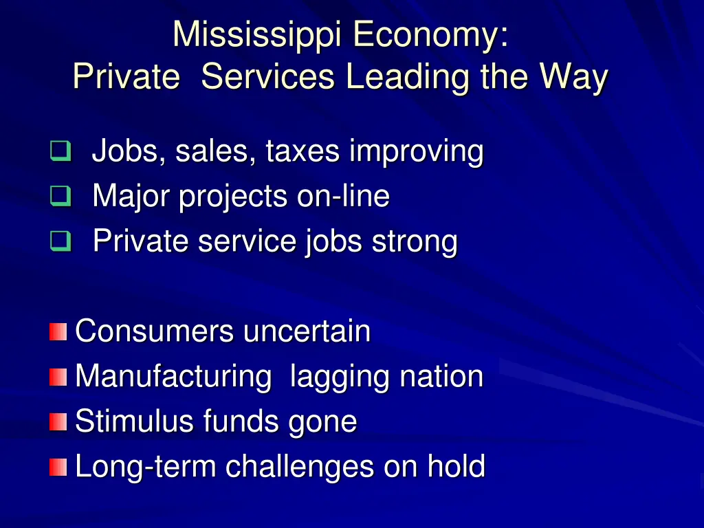 mississippi economy private services leading