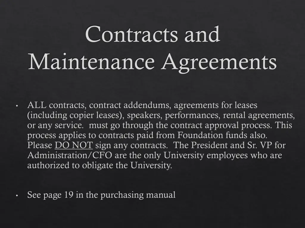 contracts and maintenance agreements