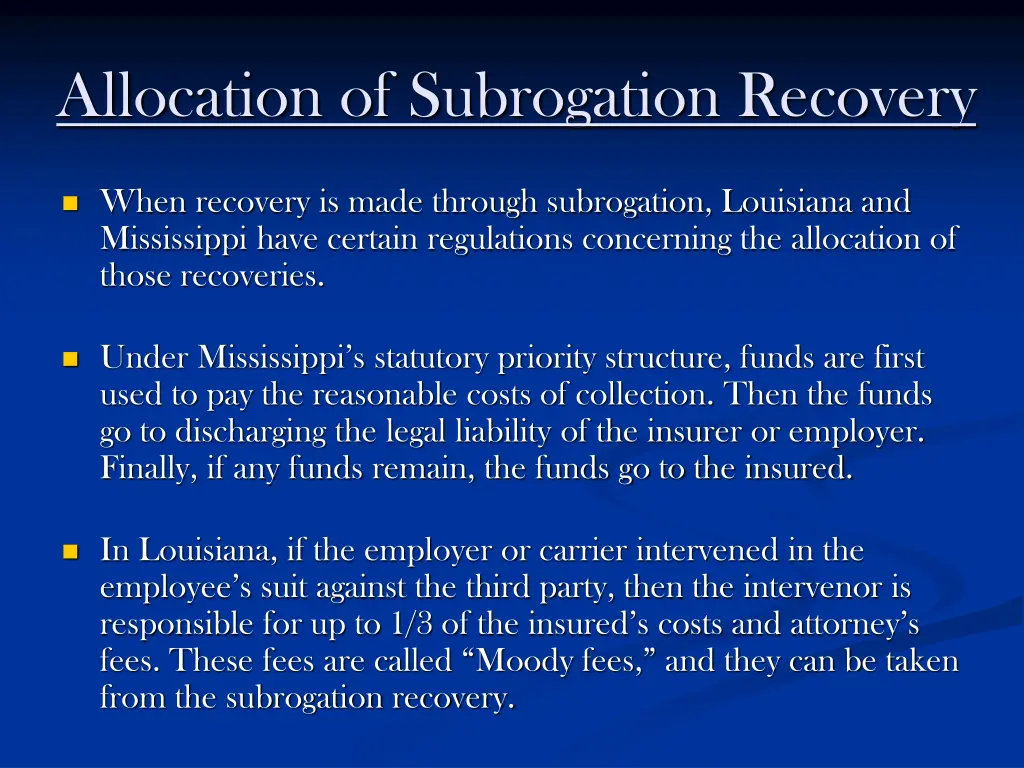 allocation of subrogation recovery