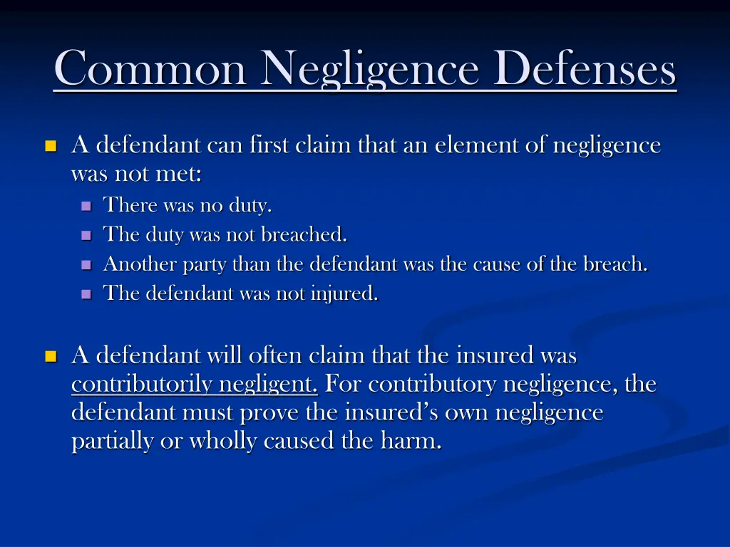 common negligence defenses