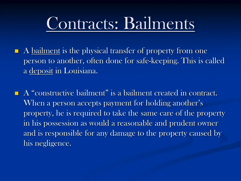 contracts bailments