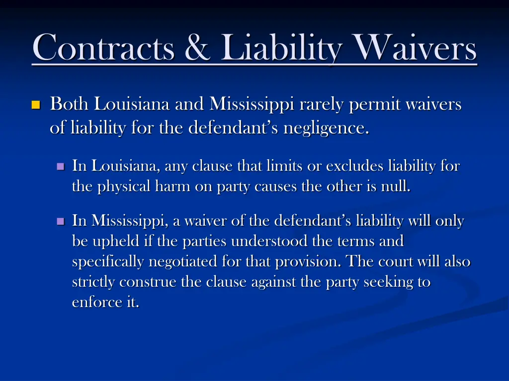 contracts liability waivers 1