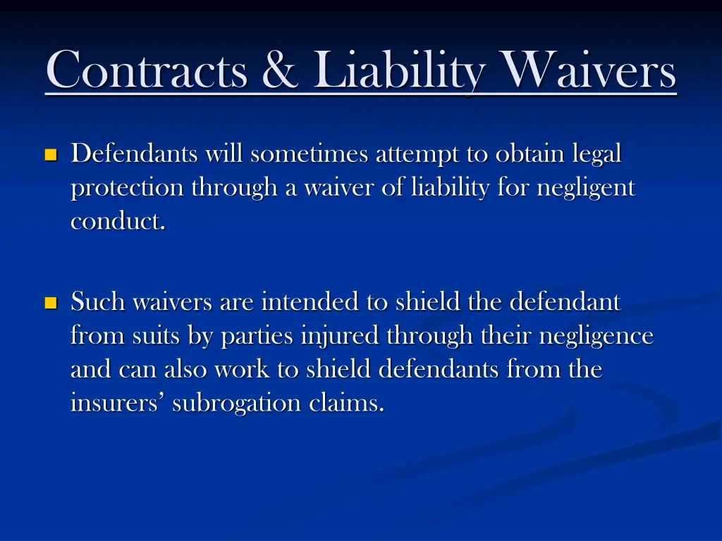 contracts liability waivers