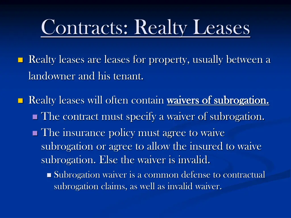 contracts realty leases