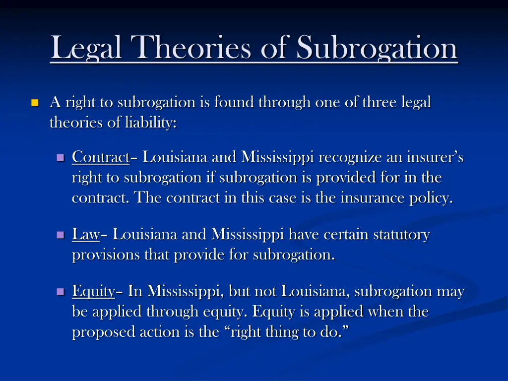 legal theories of subrogation