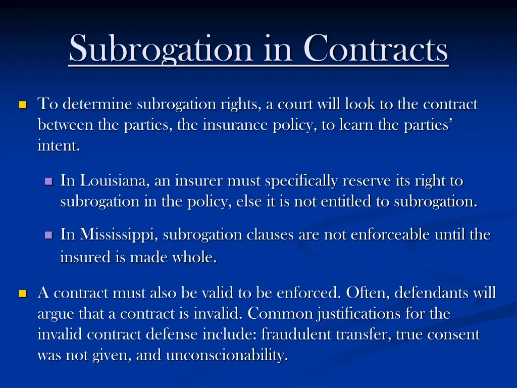 subrogation in contracts