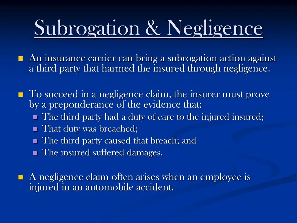 subrogation negligence