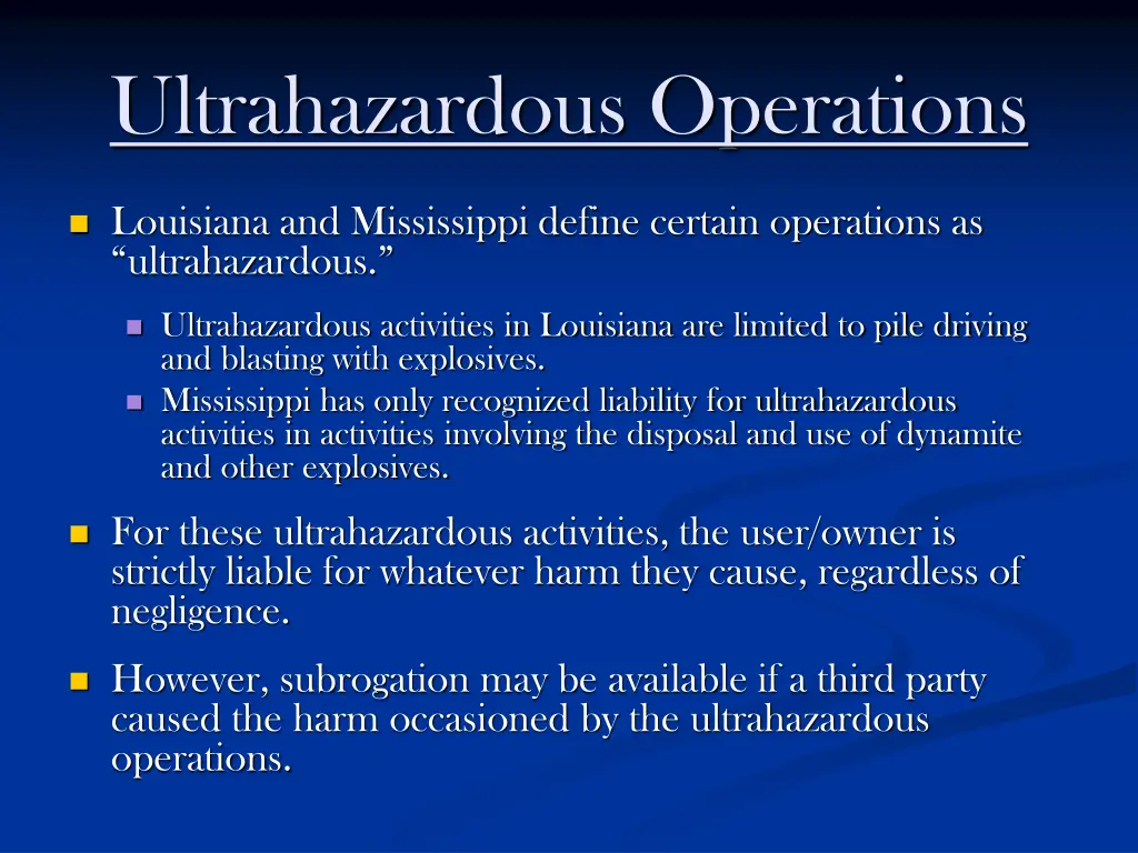 ultrahazardous operations