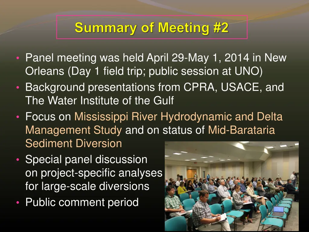 panel meeting was held april 29 may 1 2014