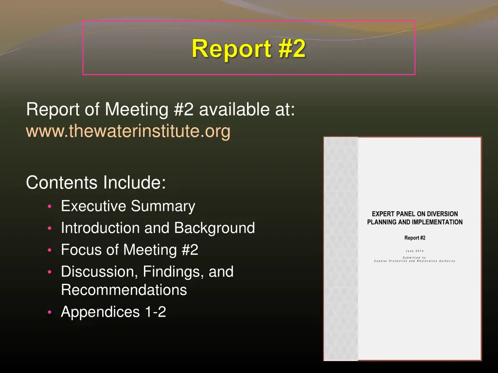 report of meeting 2 available