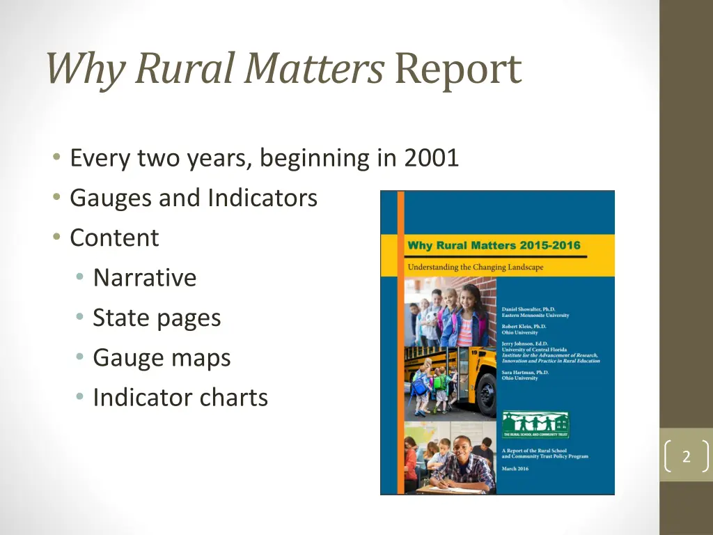 why rural matters report