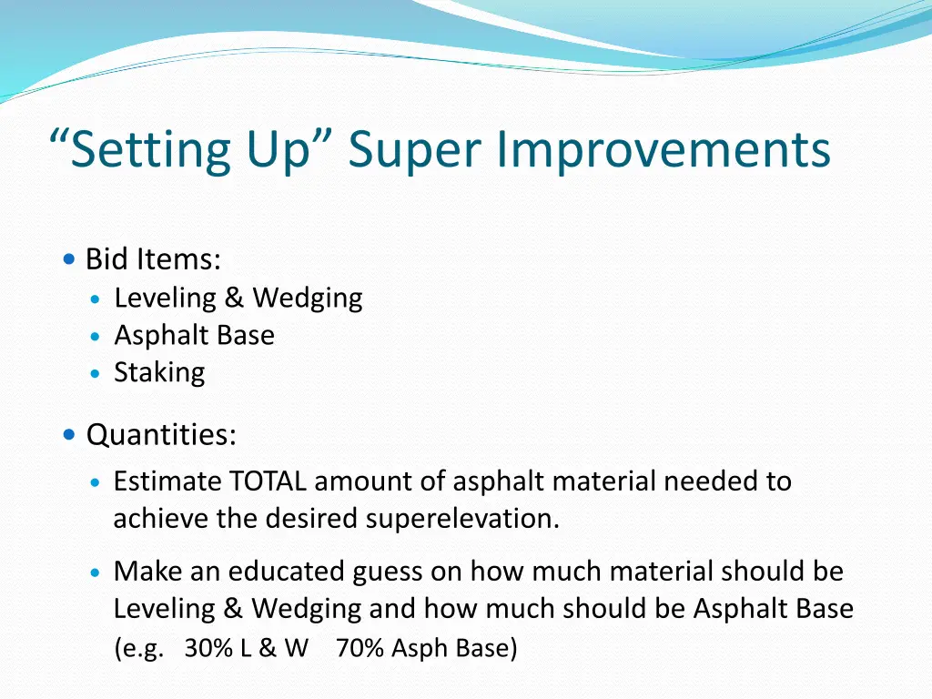 setting up super improvements 1