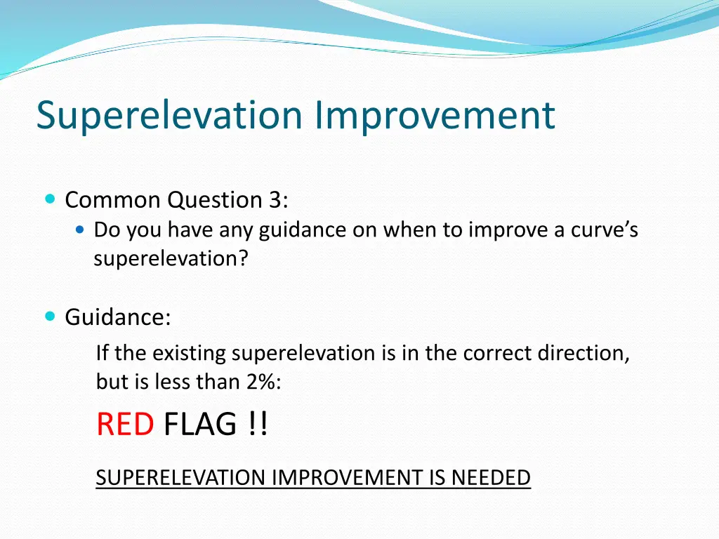 superelevation improvement 1