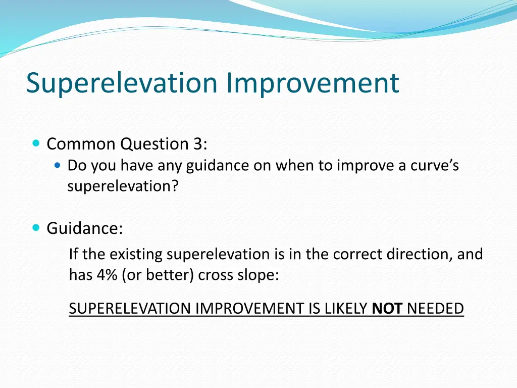 superelevation improvement 3