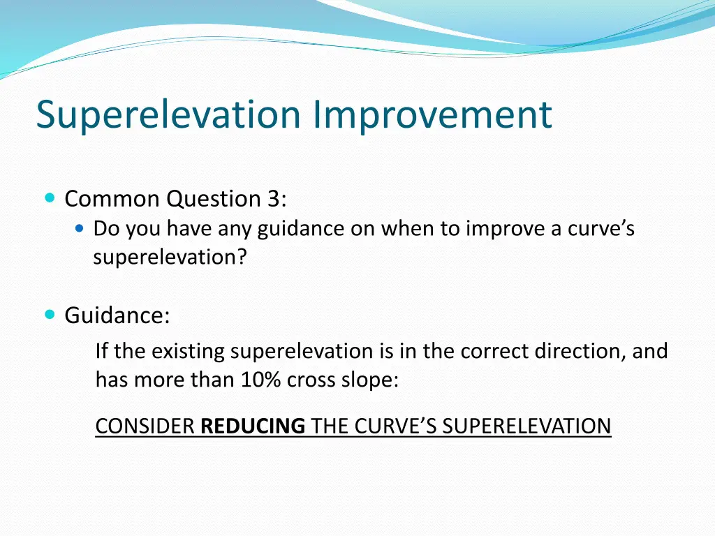 superelevation improvement 4