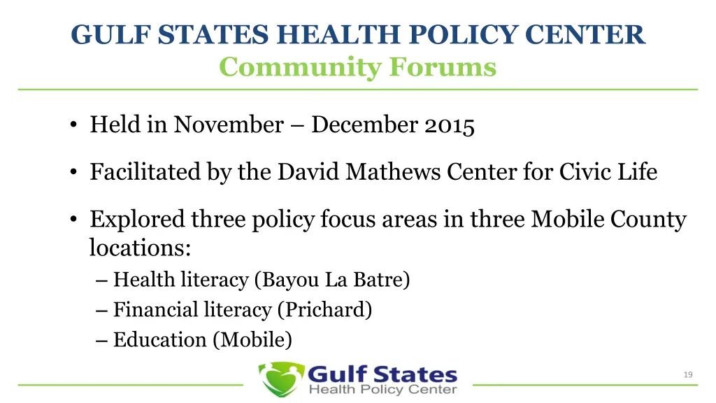 gulf states health policy center community forums