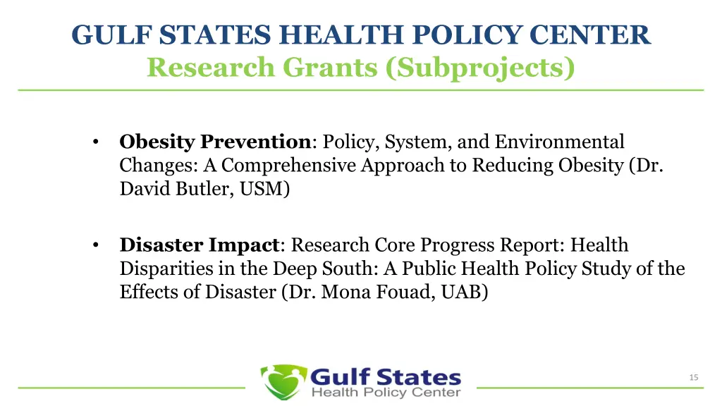 gulf states health policy center research grants