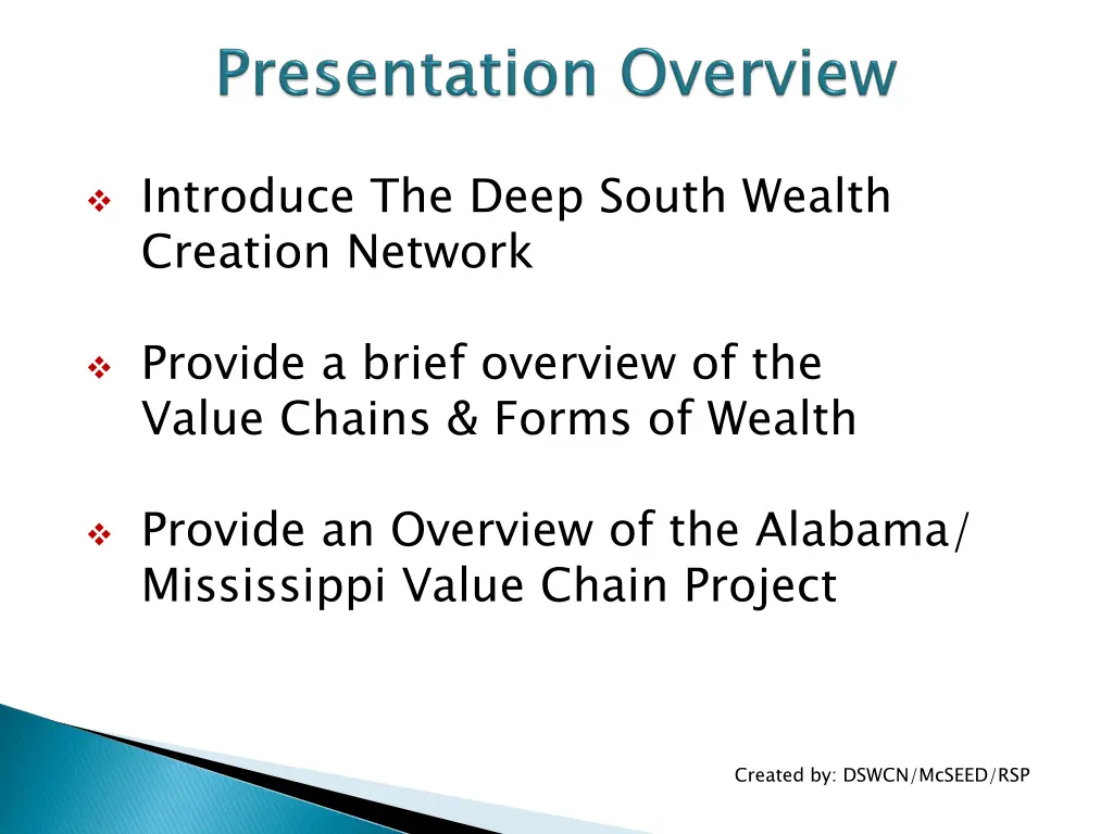 introduce the deep south wealth creation network