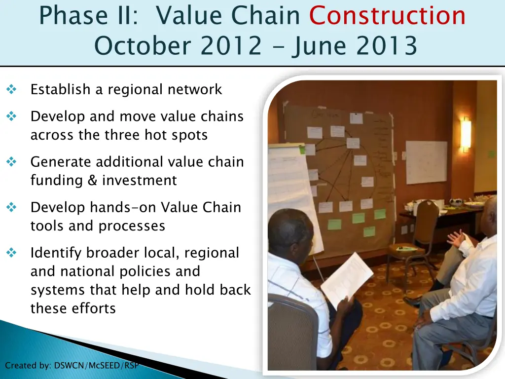 phase ii value chain construction october 2012