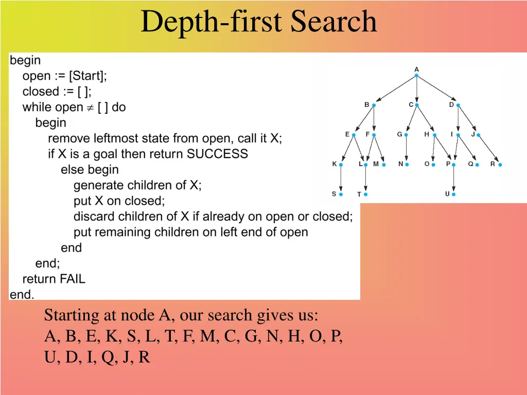 depth first search